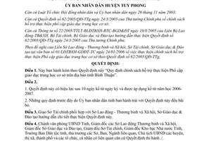 Quyết định 33/2006/QĐ-UBND hỗ trợ phổ cập giáo dục trung học Bình Thuận
