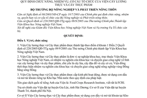 Quyết định 29/2006/QĐ-BNN chức năng, nhiệm vụ, cơ cấu tổ chức Viện Cây lương thực Cây thực phẩm