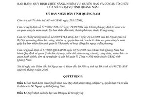 Quyết định 22/2006/QĐ-UBND chức năng nhiệm vụ quyền hạn Sở Ngoại vụ Quảng Nam
