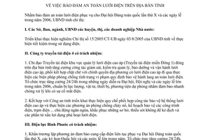 Chỉ thị 09/2006/CT-UBND đảm an toàn lưới điện tỉnh Bình Phước