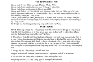 Quyết định 90/2006/QĐ-TTg Thành lập Công ty mẹ -Tổng công ty Hoá chất Việt Nam