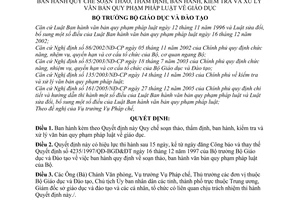 Quyết định 15/2006/QĐ-BGDĐT  Quy chế soạn thảo, thẩm định, ban hành, kiểm tra xử lý văn bản pháp luật giáo dục