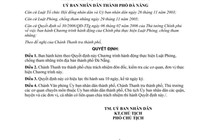 Quyết định 39/2006/QĐ-UBND thực hiện luật phòng chống tham nhũng Đà Nẵng