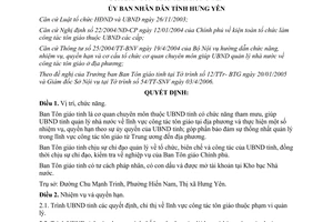 Quyết định 55/2006/QĐ-UBND chức năng nhiệm vụ quyền hạn cơ cấu tổ chức Ban Tôn giáo Hưng Yên