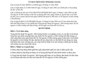 Quyết định 11/2006/QĐ-UBND tổ chức bộ máy Trung tâm kỹ thuật Tài nguyên Môi trường Hậu Giang