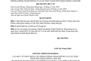 Quyết định 1428/2006/QĐ-BYT chương trình hành động bộ y tế thực hiện luật phòng,chống tham nhũng,thực hành tiết kiệm chống lãng phí