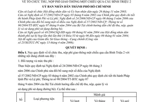 Quyết định 62/2006/QĐ-UBND tổ chức thu, nộp phí giao thông 1 chiều qua cầu Bình Triệu 2