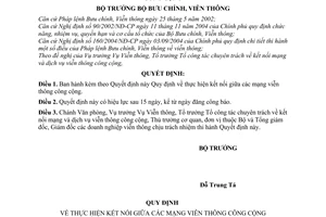 Quyết định 12/2006/QĐ-BBCVT thực hiện kết nối mạng viễn thông công cộng