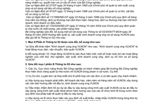 Thông tư 04/2006/TT-BCN quản lý, sản xuất, kinh doanh cung ứng sử dụng vật liệu nổ công nghiệp sửa đổi 02/2005/TT-BCN