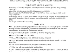 Quyết định 22/2006/QĐ-UBND áp dụng hệ số điều chỉnh chi phí lập báo cáo kinh tế kỹ thuật dự án xây dựng phòng học, trạm y tế theo mẫu dùng lại
