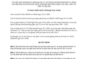 Quyết định 1134/2006/QĐ-UBND Quy định quản lý sử dụng nguồn kinh phí 1%