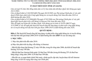 Quyết định 21/2006/QĐ-UBND Kế hoạch tổng thể ứng dụng  phát triển CNTT truyền thông tỉnh An Giang 2006-2010,định hướng đến 2020