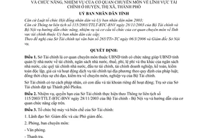 Quyết định 23/2006/QĐ-UBND chức năng, nhiệm vụ, quyền hạn, tổ chức bộ máy Sở Tài chính,cơ quan chuyên môn tài chính huyện thị xã thành phố