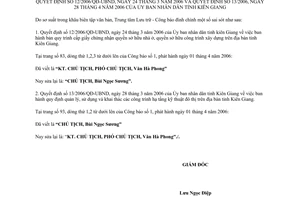 Quyết định 08/QĐDC-CB 2006 đính chính 12/2006/QĐ-UBND 13/2006/QĐ-UBND Kiên Giang