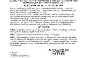 Quyết định 65/2006/QĐ-UBND  định mức chi phí quy hoạch phát triển ngành thành phố Hồ Chí Minh