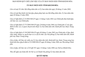 Quyết định 24/2006/QĐ-UBND Quy chế làm việc Ủy ban nhân dân Khánh Hòa