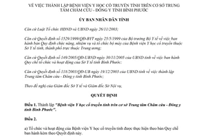 Quyết định 41/2006/QĐ-UBND thành lập Bệnh viện Y học cổ truyền tỉnh Bình Phước