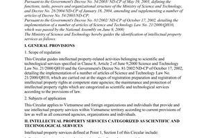 Circular No. 08/2006/TT-BKHCN, guiding intellectual property services, promulgated by the Ministry of Science and Technology