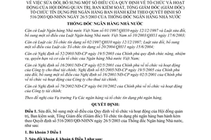 Quyết định 14/2006/QĐ-NHNN Hội đồng quản trị, ban kiểm soát, tổng giám đốc  tổ chức tín dụng phi ngân hàng sửa đổi 516/2003/QĐ-NHNN