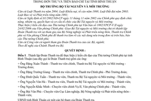 Quyết định 345/2006/QĐ-BTNMT thành lập Đoàn Thanh tra liên ngành làm rõ nội dung đơn thư báo chí tại Bình Thuận