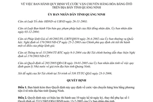 Quyết định 990/2006/QĐ-UBND về Quy định cước vận chuyển hàng hóa bằng phương tiệ