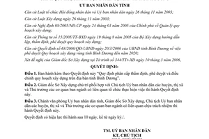Quyết định 90/2006/QĐ-UBND phân cấp thẩm định điều chỉnh quy hoạch xây dựng Bình Dương