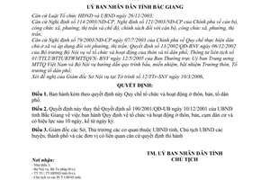 Quyết định 26/2006/QĐ-UBND Quy chế tổ chức và hoạt động ở thôn, bản, tổ