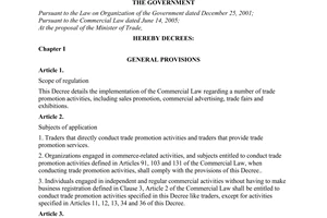 Decree of Government No.37/2006/ND-CP, detailing the Commercial Law regarding trade promotion activities