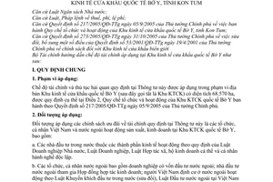 Thông tư 26/2006/TT-BTC hướng dẫn Chế độ tài chính thủ tục hải quan Khu kinh tế cửa khẩu quốc tế Bờ Y Kon Tum