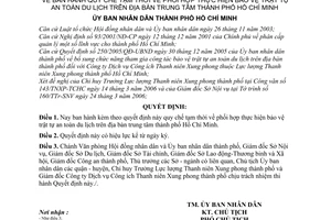 Quyết định 50/2006/QĐ-UBND phối hợp thực hiện bảo vệ trật tự an toàn du lịch trung tâm thành phố Hồ Chí Minh