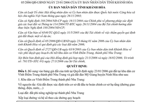 Quyết định 590/QĐ-UBND năm 2006 giá đất tại khu dân cư Vĩnh Điềm Trung