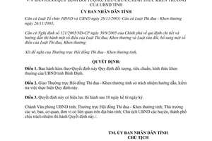 Quyết định 35/2006/QĐ-UBND đối tượng tiêu chuẩn hình thức khen thưởng Bình Định