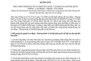 Công văn 07/SLĐTBXH-TBLS thực hiện thông tư 191/2005/TTLT