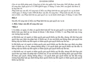 Pháp lệnh thủ tục giải quyết vụ án hành chính 2006 sửa đổi 29/2006/PL-UBTVQH11