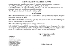 Quyết định 30/2006/QĐ-UBND quản lý chất lượng sản phẩm, hàng hoá