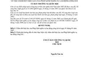 Nghị quyết 1014/2006/NQ-UBTVQH11 chấm dứt hiệu lực của pháp lệnh nghĩa vụ lao động công ích