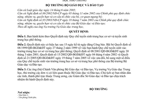 Quyết định12/2006/QĐ-BGDĐT quy chế tuyển sinh trung học cơ sở,phổ thông