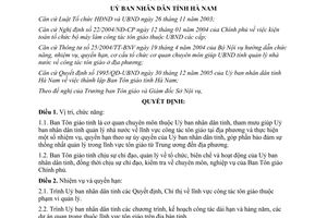 Quyết định 03/2006/QĐ-UBND chức năng nhiệm vụ quyền hạn tổ chức Ban tôn giáo Hà Nam
