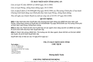 Quyết định 11/2006/QĐ-UBND thực hiện luật phòng chống tham nhũng Long An