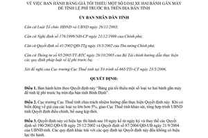 Quyết định 36/2006/QĐ-UBND bảng giá tối thiểu xe hai bánh gắn máy tính lệ phí trước bạ Bình Định