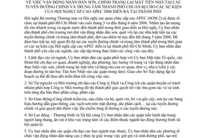 Chỉ thị 11/2006/CT-UBND vận động nhân dân sơn chỉnh trang mặt tiền nhà tuyến đường chính trung tâm thành phố chuẩn bị Hội nghị cấp cao APEC 2006