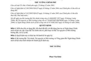 Quyết định 522/QĐ-TTg năm 2006 miễn thu tiền sử dụng, thuê đất