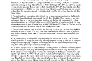 Chỉ thị 10/2006/CT-UBND thực hiện tiết kiệm sử dụng điện Tiền Giang