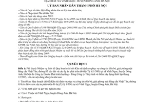 Quyết định 41/2006/QĐ-UB Quy hoạch chi tiết Khu tái định cư phục vụ đền bù, giải phóng mặt bằng cầu Nhật Tân,tỷ lệ 1/500 xã vĩnh ngọc,Đông Anh