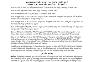 Nghị quyết 3h/2006/NQBT-HĐND điều chỉnh phí tỉnh Thừa Thiên Huế