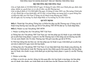Quyết định 0634/2006/QĐ-BTM  thành lập Văn phòng Thông báo Điểm hỏi đáp Bộ Thương mại hàng rào kỹ thuật  thương mại