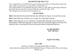 Quyết định 06/2006/QĐ-BTS  quy chế quản lý vùng  cơ sở nuôi tôm an toàn