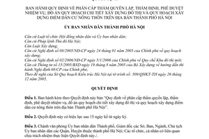 Quyết định 48/2006/QĐ-UB phân cấp thẩm quyền lập, thẩm định, phê duyệt nhiệm vụ, đồ án quy hoạch chi tiết xây dựng đô thị,điểm dân cư nông thôn Hà Nội