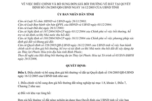 Quyết định 43/2006/QĐ-UBND điều chỉnh đơn giá bồi thường đất