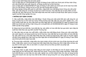 Thông tư 01/2006/TT-BCN hướng dẫn quản lý XNK hoá chất độc sản phẩm hoá chất độc hại tiền chất ma tuý hóa chất TCK thộcdiện quản lý chuyên ngành BCN